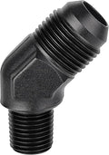 EVIL ENERGY 8AN Male Flare to 1/4" NPT Pipe 45 Degree Fitting Adapter Aluminum Black