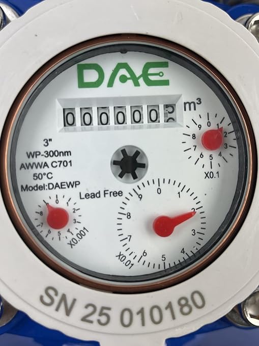 DAE WP-300nm 3" Lead Free Woltmann Helix Water Meter, Pulse Output, Cubic Meter