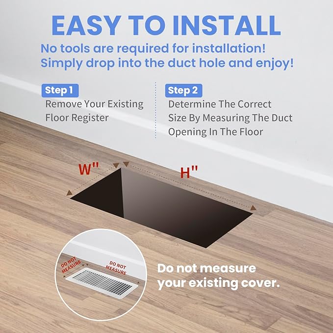 4x12 Inches 2 Pack Heavy Duty Walkable Floor Register Easy Adjust Air Supply Lever Floor Vents - Brooklyn Design - Vent Cover for Home Floor - Antique Brass