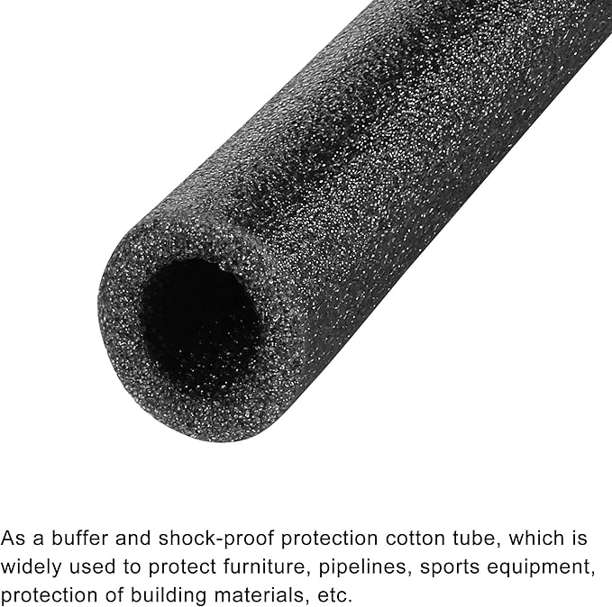 MECCANIXITY Foam Tube Sponge Protective Sleeve Black Seal Sleeve Polyethylene Pipe 15mm(0.6 Inch) ID for Pipe Insulation, Pack of 2