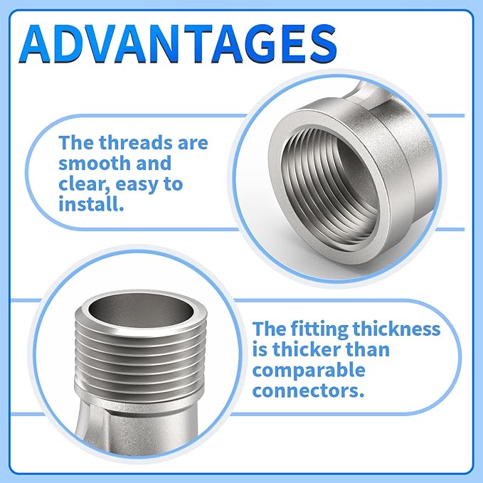 ChillWaves 304 Stainless Steel Pipe Fitting, 90 Degree Elbow 1-1/2" NPT Male x 1-1/2" NPT Female Thread Adapter(1-PACK)