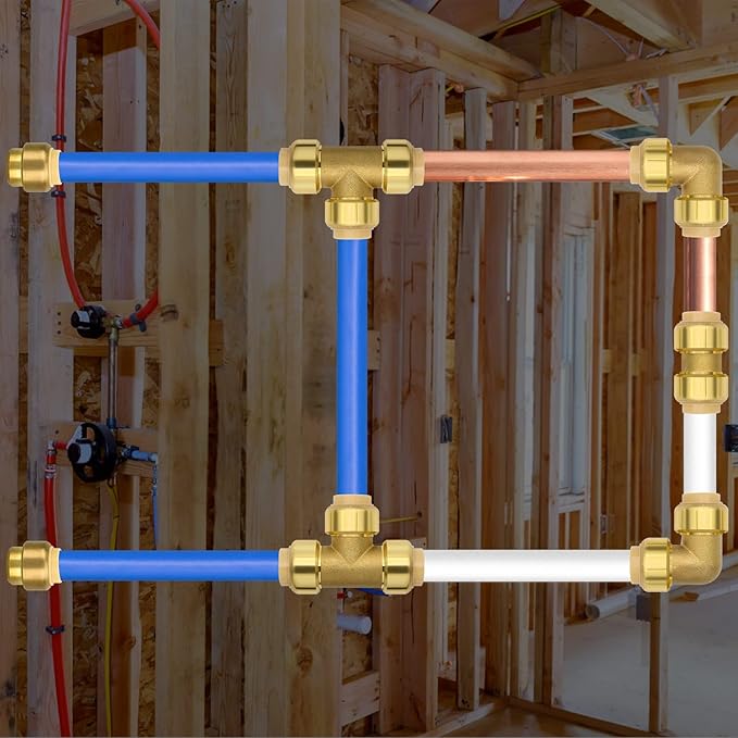 12 Pack Push-to-Connect Plumbing Fittings, 1/2" Pushfit End Cap Fittings with Disconnect Clip for Copper, PEX, CPVC Pipe