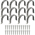 PATIKIL 12Pcs Pipe Clamps, 3-1/2 Inch 304 Stainless Steel Rubber Cushioned U Bracket Conduit Clamps Pipe Strap Wire Clips with Hexagonal Screw for Tube Hose Cord Installation, 89mm