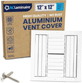 12x12 Inch (Duct Opening) Aluminum 4-Way Air Flow Vent – HVAC Vent Cover for Wall or Ceiling – Quiet HVAC Wall Register - Multi-Shutter Damper – Adjustable Curved Blade - Plastic Seal for Tight Fit