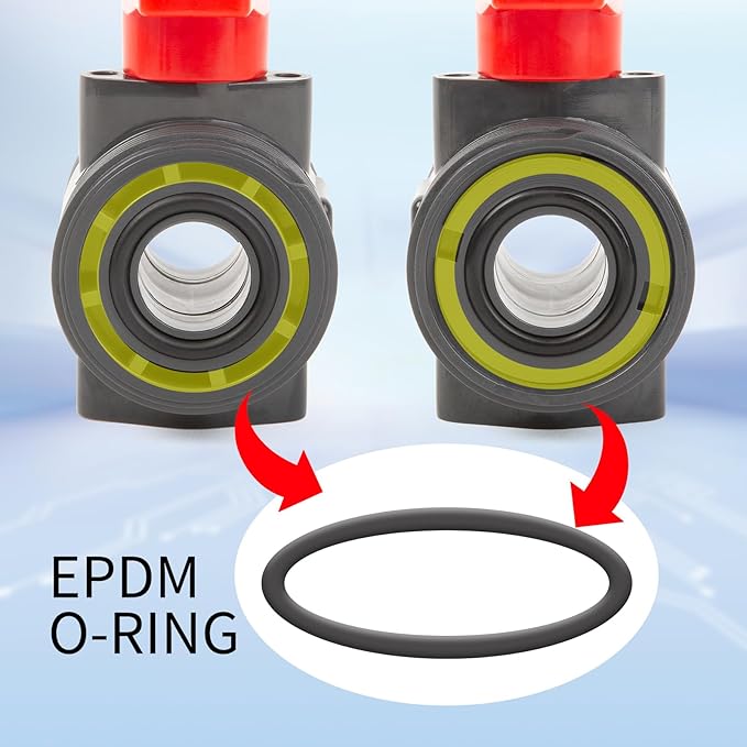 ChillWaves PVC Union Full Port Ball Valve，1"(DN25) True Union Ball Valve，ASTM EPDM O-ring，PTFE Seats，Suitable for Water Supply System，1" Slip Socket(2-PACK)