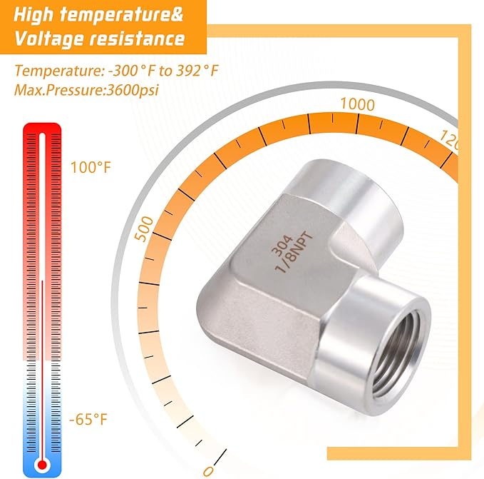 Stainless Steel Pipe Fitting 90 Degree Barstock Street Elbow 1/8" NPT Female x 1/8" NPT Female 2 Pack