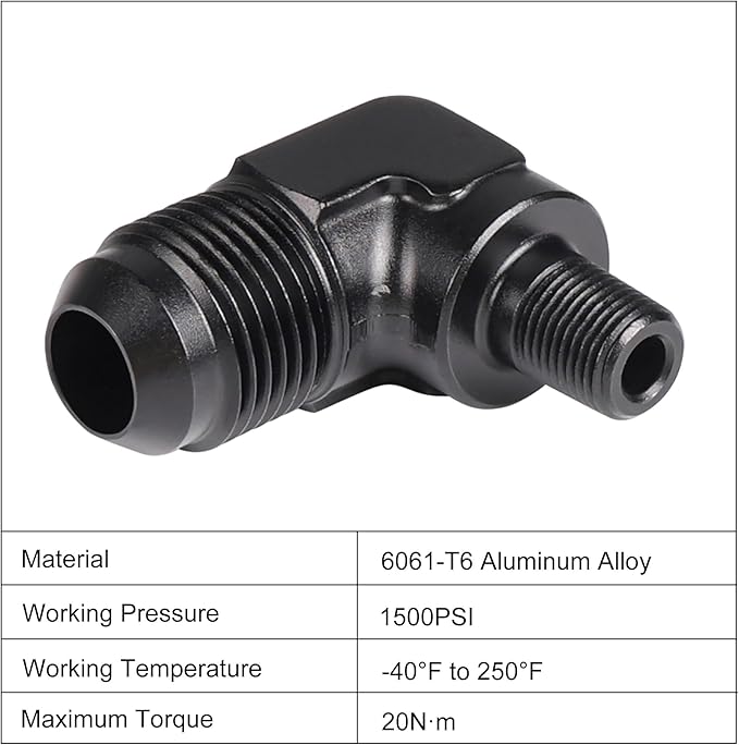 EVIL ENERGY 8AN Male Flare to 1/8" NPT Pipe 90 Degree Fitting Aluminum Anodized Black