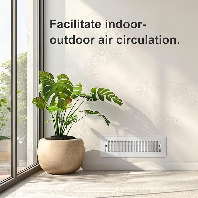 Floor Register 2x14 - Heavy Duty Walkable Vent Covers for Home Floor and Sidewall, Steel Rust-Resistant Vent Registers Grille with Adjustable Lever, Energy-Saving 2 Inch by 14 Inch Floor Vents (White)