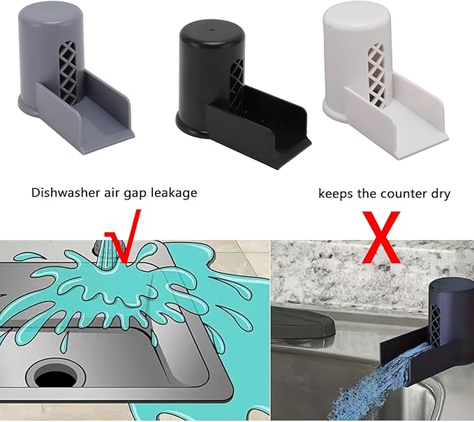 Dishwasher Air Gap Cover with Ramp, Replacement Air Gap for Dishwasher Air Gap Overflow Spout Extender With Ramp For Kitchen Sink(Gray)