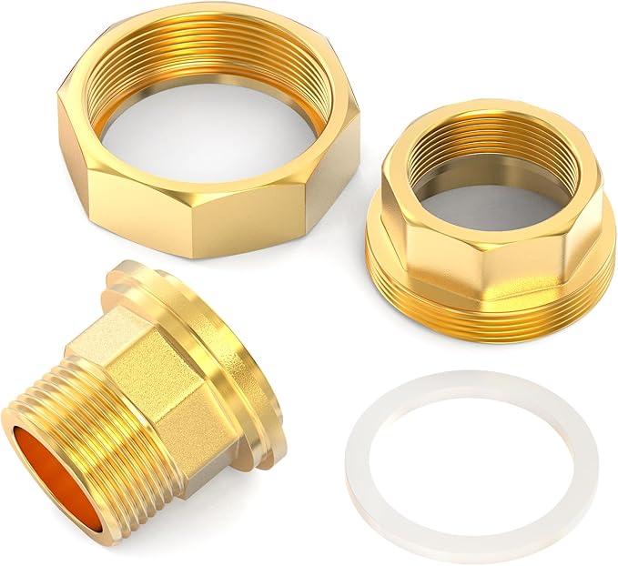 GASHER 2PCS Brass Union，1" NPT Male x 1" NPT Female Pipe Fitting