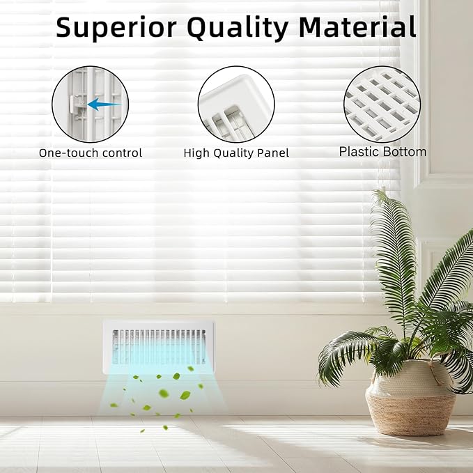 Floor Register 2x12-4 Pack Vent Covers for Home Floor Heavy Duty Steel Walkable Easy Adjust Air Supply Lever Cover for Sidewall, White