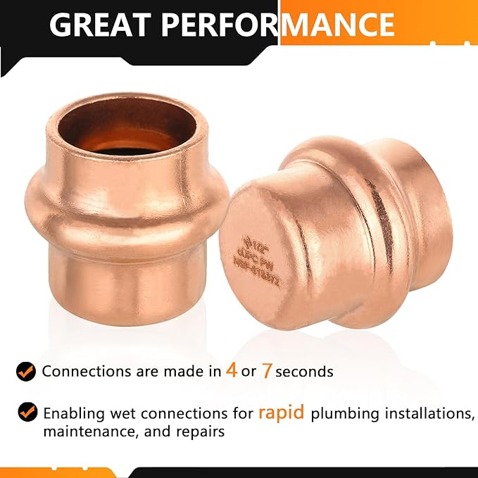 20-Pack HeSun Copper Press End Cap(Plug), 1/2" Pressure Fittings, Press Fit for Copper Tube Connection(PRESS020-20)