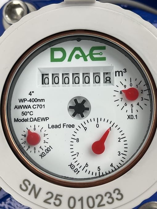 DAE WP-400nm 4" Lead Free Woltmann Helix Water Meter, Pulse Output, Cubic Meter