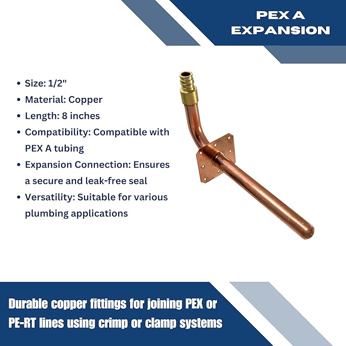 XFITTING 1/2 inch Pex A Expansion Stub Out Elbow with Flange 4 inch x 8 inch, F1960, Copper, 30-3-7=25X, 25 Pieces