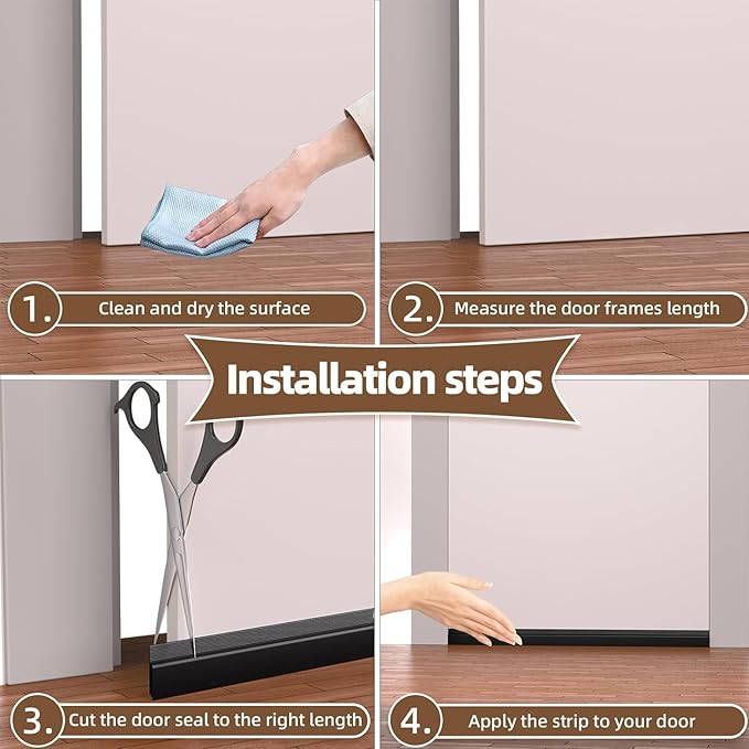 78" Door Draft Stopper for Bottom of Door, Adhesive Weather Stripping Door Seal for Cold Air Insulation, Under Door Sweep for Exterior & Interior Doors Blocker Noise Dust, Gray