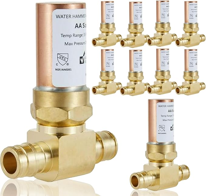 Water Hammer Arrestor,1/2Inch Tee Copper Water Arrestor,Pex-A Expansion Connection(10PACK,Copper Arrestor)(HAMMER008-10Pack)