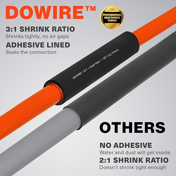 Heat Shrink Tubing 3/4" - Adhesive Lined - 3:1 Ratio - Waterproof Marine Grade Shrink Tube - Wire Shrink Wrap Tubing - Black - 13 Feet
