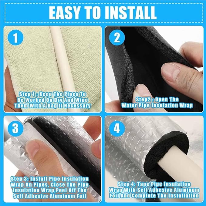 Pipe Insulation Foam Tube, Pipe Cover Wrap Roll Bar Padding Black Pool Noodles Rubber Plastic Insulation Lagging Wrap for Fitness, Tools Handle Support 1.8/2m Length(ID34.0mmxT20mmx2m)