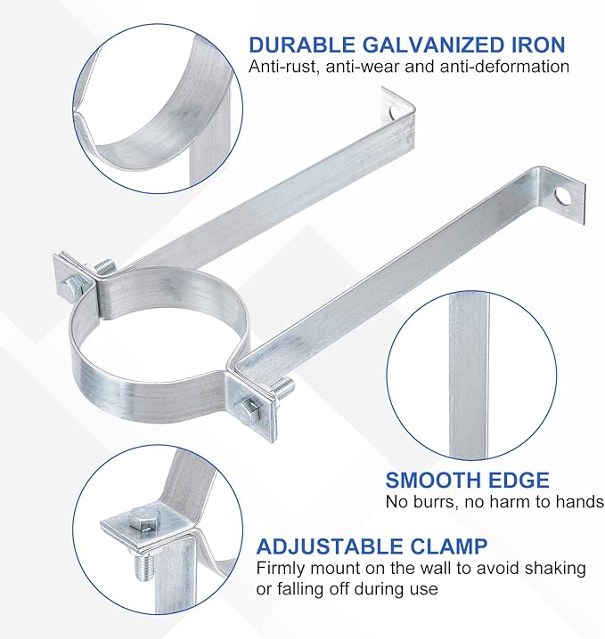 PATIKIL 4 Inch B Vent Wall Strap, 2 Pack Galvanized Round Gas Vent Pipe Strap Ventilation Open Ring Hanger Vent Wall Bracket for B Type Vent Pipe, Silver
