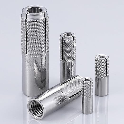 Wensilon(20 pcs) 3/8"-16 Premium Stainless Steel Drop in Anchors Assortment, Knurled Drop-in-Anchor for Solid Concrete, Internal Forced Expansion Screw Bolts