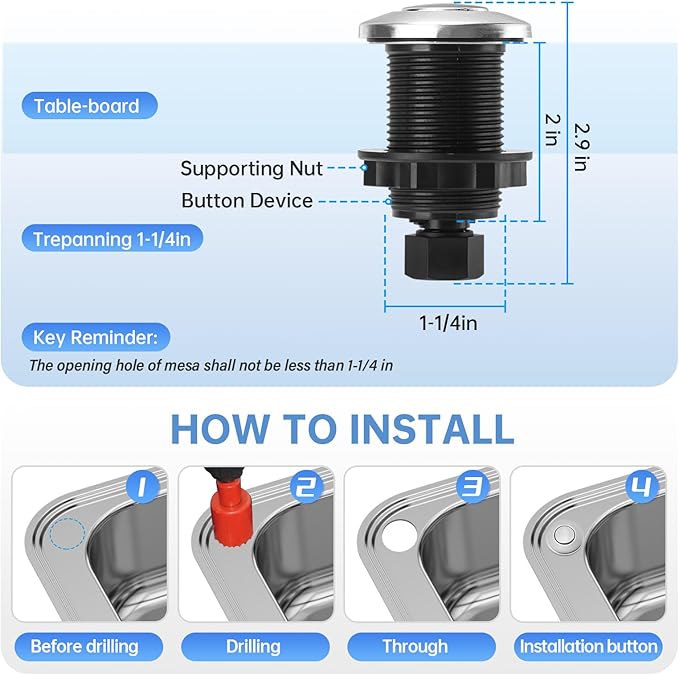 Garbage Disposal Air Switch Kit Dual Outlet Sink Top Waste Disposal Stainless Steel Brushed Nickel On/Off Air Button Food and Waste Disposals Part by Briidea, UL Listed