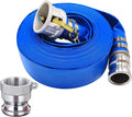 1.5" x 100' Blue PVC Backwash Hose with Camlock C and E Fittings, Cam Lock Fitting Type A included Heavy Duty Discharge Hose, Durable Reinforced Pool Drain Hose for Swimming Pools
