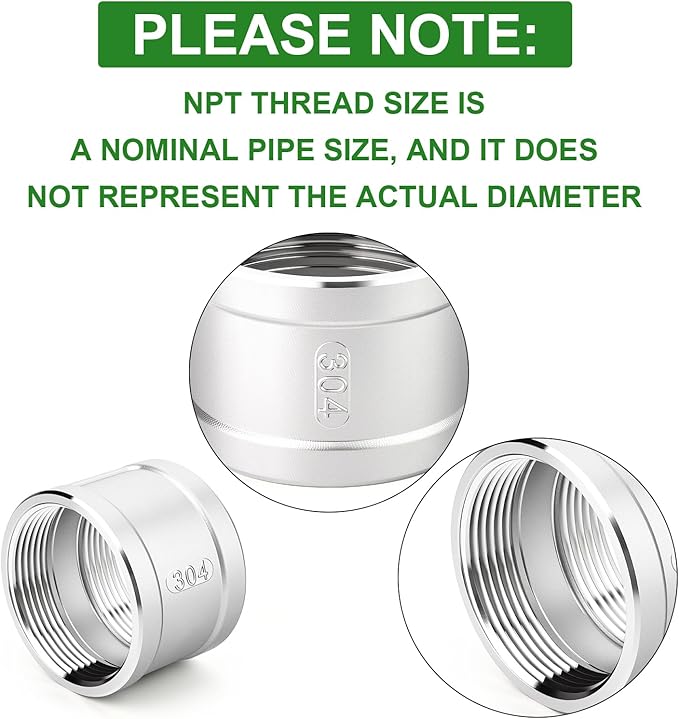 TAISHER 1PCS 304 Stainless Steel Cast Pipe Fitting, Coupling, 3" NPT Female Threaded