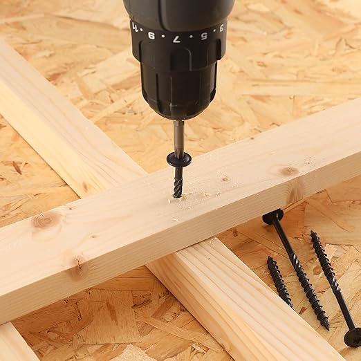 #14 x 2 Inch Lag Screws (620Pcs) 10lb. Structural Wood Screw, Black, Carbon Steel, Washer Head, Rust Resistant epoxy Coated, T30 Torx Bit