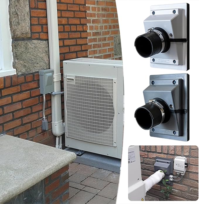 HVAC Wall Penetration & Line-Set Cover Kit, Easy-Install Wall Sleeve for Mini Splits & AC Systems, Weatherproof Universal Fit (White Sealing Plate, L（Pipe 6 CM）)