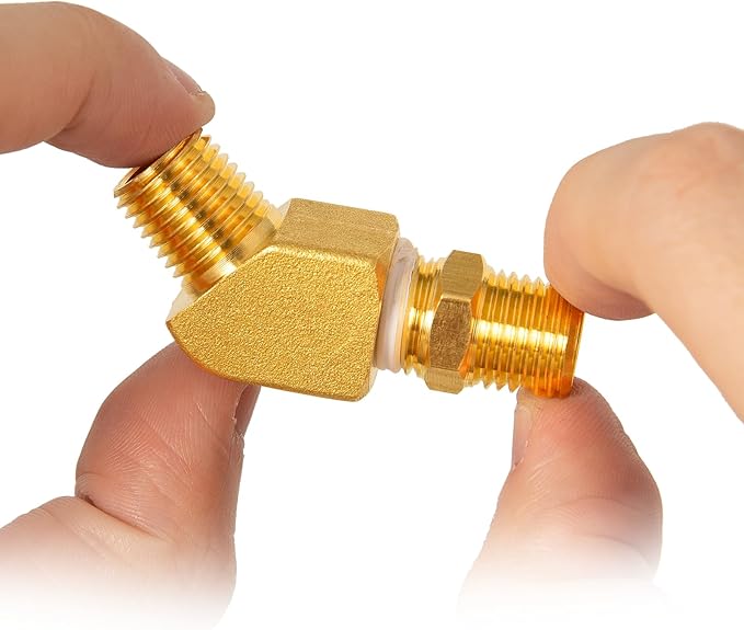 ChillWaves Brass Pipe Fitting, 45 Degree Barstock Street Elbow 3/8" NPT Female x 3/8" NPT Male Thread Adapter(2-PACK)