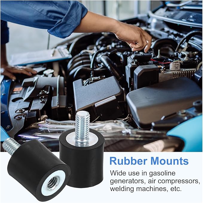 uxcell M5 Rubber Mounts, 1Pcs 15x15mm(DxH) Rubber Cylindrical Anti Vibration Isolator Shock Absorber with Lock Nut for Car Bobbin Generator Air Compressors