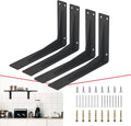 CLT Black Shelf Bracket, 10” Quarter Inch (1/5") Thick- Max Load: 330 lb Industrial Modern Farmhouse Heavy Duty Corner Brace Joint Right Angle Bracket for Table Bench, Space Saving DIY, Pack of 4