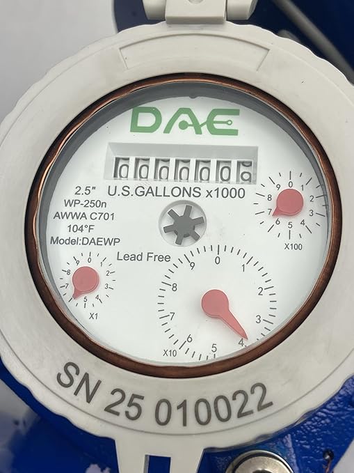 DAE WP-250n 2.5" Lead Free Woltmann Helix Water Meter, Pulse Output, Gallon