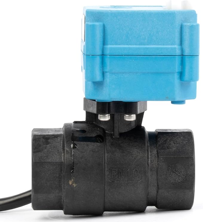 U.S. Solid 3/4” PPE Motorized Ball Valve with US Plug - Plastic Electrical Ball Valve, 2 Wire Auto Return, AC 110~230V, Normally Closed