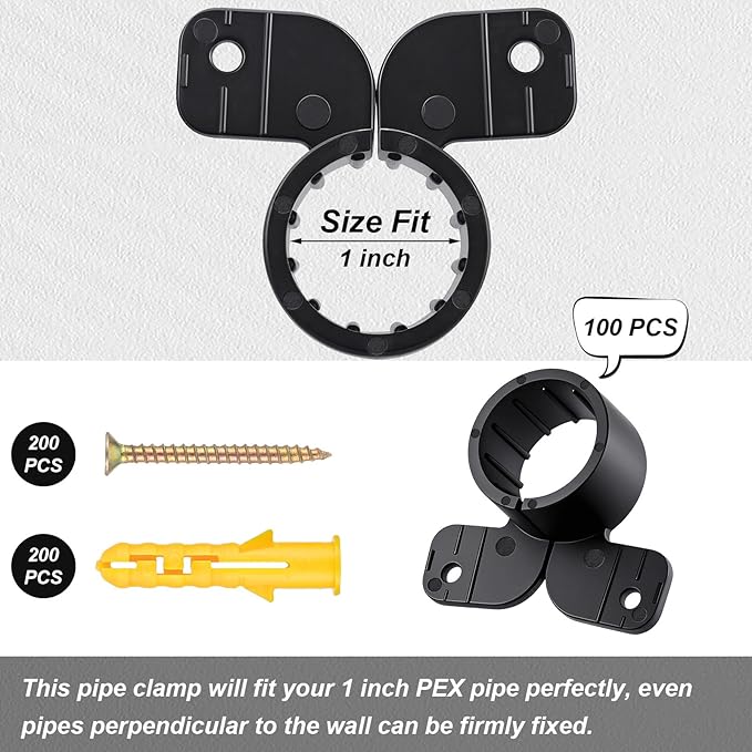 100 Pack 3/4 Inch Suspension Pipe Clamp Pex Clamps Conduit Clamp with Screws for Pex Copper CPVC Tubing Supports Butterfly Style