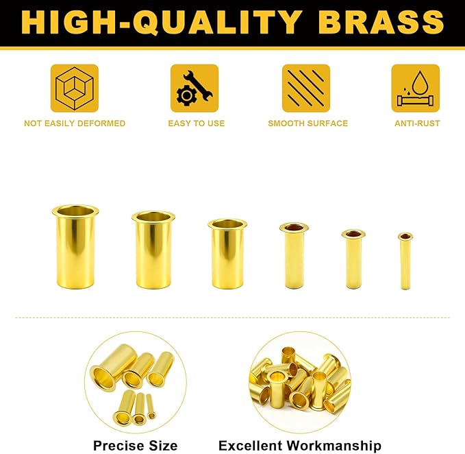 Siptenk 100PCS Brass Compression Tube Inserts for OD 3/16", Insert Tube Support Compression Sleeve Fitting, Sleeve Ferrules for Oil Water Air Pipe