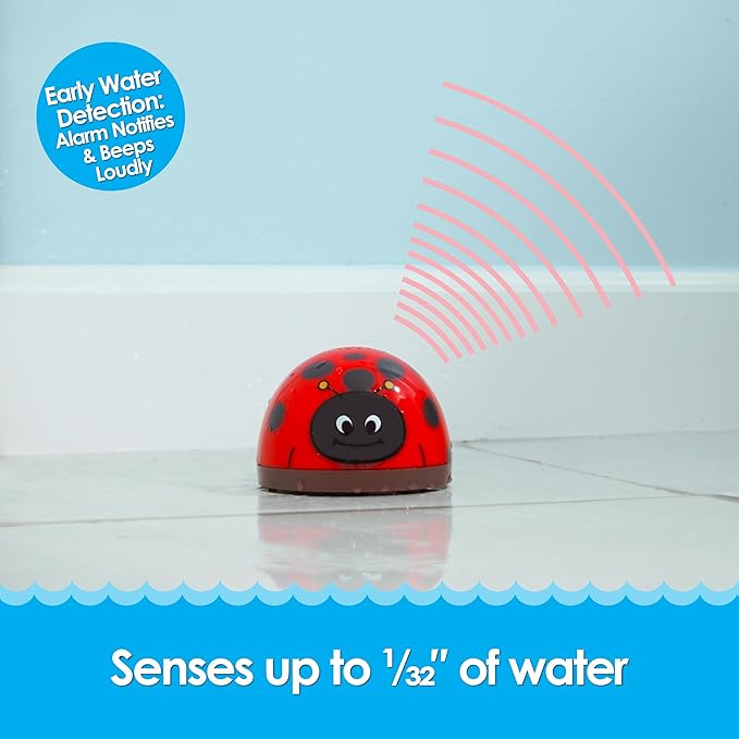 Water Leak Monitoring Sensor with Alarm 1 Pack - Leak Bug Electronic Water & Flood Leak Detector - Detects as Little as 1/32" of Water - Overflow Alert Sensor Beeps Loudly When Water is Detected