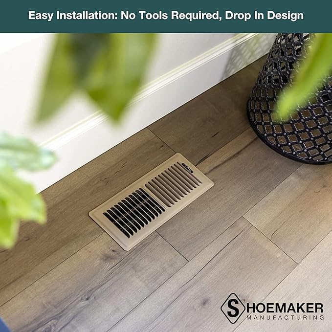 Shoemaker 4x10 Floor Register – Desert Clay Heavy Duty Metal Floor Vent Cover for Home Floors - Premium Forced Air Vent Covers
