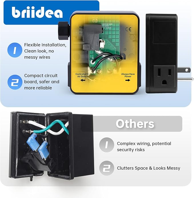 Garbage Disposal Air Switch Kit Dual Outlet Sink Top Waste Disposal Long Stainless Steel Oil Rubbed Bronze On/Off Air Button Food and Waste Disposals Part by Briidea, UL Listed