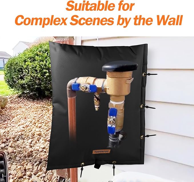 2-Way Opening Backflow Preventer Pipe Insulation Cover (5°F) - Irrigation Sprinkler Valve Cover - Water Well Pump Cover - Sturdy 5 Layers for Winter Freeze Protection (36" W x 36" H, Black