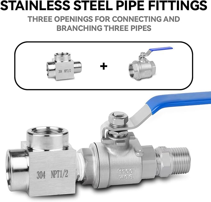 1 piece,1/4 npt tee, npt 1/4 tee female to male,3WayConnector,Fabricateof 304 Stainless Steel