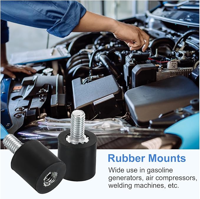 uxcell M3 Rubber Mounts, 1Pcs 8x8mm(DxH) Rubber Cylindrical Anti Vibration Isolator Shock Absorber with Lock Nut for Car Bobbin Generator Air Compressors