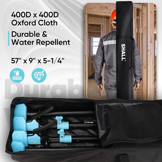 SHALL Cabinet Jack Support Pole, 54-114 in Steel Telescopic Quick Support System Rod, Adjustable 3rd Hand Tool with 154lbs Capacity for Lifting Drywall Cabinet Cargo Bars, 4 Pack w/Storage Bag