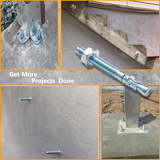 20 Pcs M12 4 Sizes Wedge Anchors - Concrete Anchors for Cement, Concrete & Steel - Base Plate & Wedge Anchor Bolts with Screws Kit (20, M12 Wedge Anchors Set)