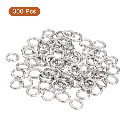 uxcell 300 Pcs Spring Lock Washer, M6 Split Lock Washer Assortment 316 Stainless Steel Lock Washers for Screws Bolts Nuts, Silver