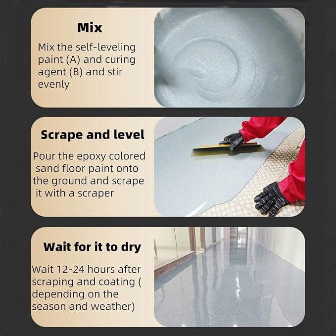 Epoxy Colored Sand Floor Paint, Epoxy Floor Paint High Gloss Marble Effect Coating for Indoor and Outdoor, Wear-resistant and non-slip Self-leveling Coating Green 105OZ(3KG)