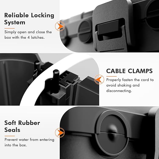 RESTMO 5-Piece Outdoor Waterproof Electrical Box Set – 12.5" x 8.5" x 5" Large & 7.1" x 2.3" x 2.3" Small, Weatherproof Boxes for Power Strip, Outlet, Plug, Socket, Timer, Holiday Light, Black