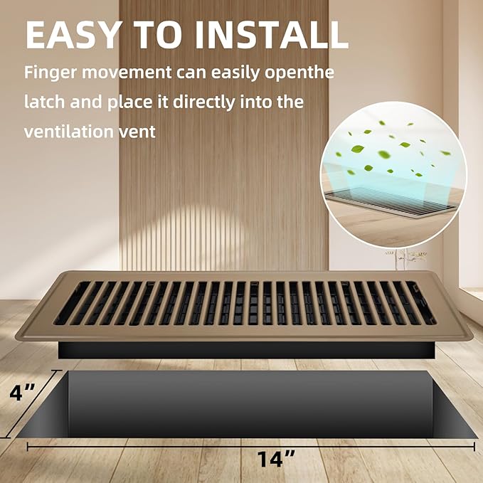 Floor Register 4x14, 6 Pack Floor Vent Covers for Home Floor Heavy Duty Steel Walkable Floor Vents Air Vent Covers for Sidewall and Floor