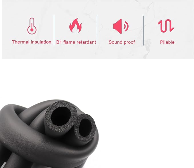 cSeao Pipe Insulation - 3/8" ID Foam Tube (6FT), AC & Guitar Stand Tubing, Hollow Pipe Cover, Exercise Machine Handle Protector and Roof Rack