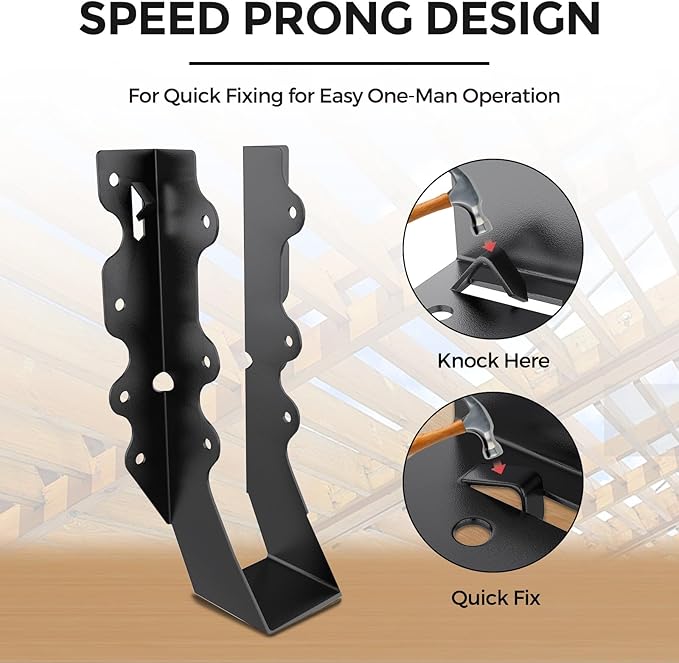 50Pcs Black 2x8 Joist Hangers for Wood,18 Gauge Face Mount Joist Hanger,Lu28 Joist Hangers Powder Coating,Hurricane Ties for Rafter,Rafter Brackets 2x8 for Deck,Floor,Roof Overhang,Ceiling Joist